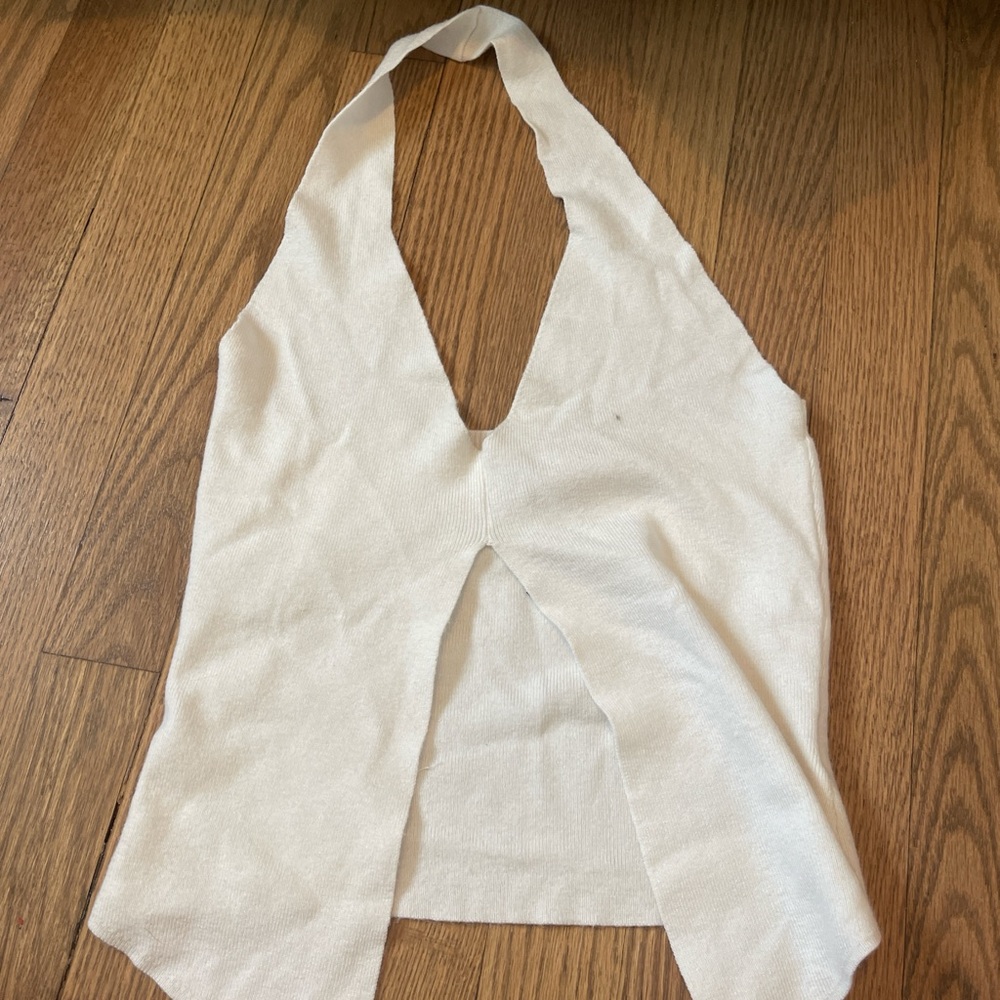 white edikted top with cut outs. good condition. size: M